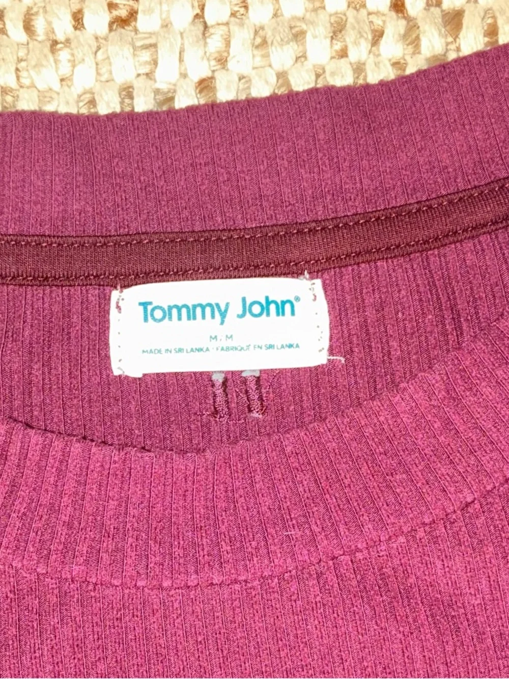 EUC Tommy John Burgundy Ribbed Lounge Set Small Medium Pajama Matching Set